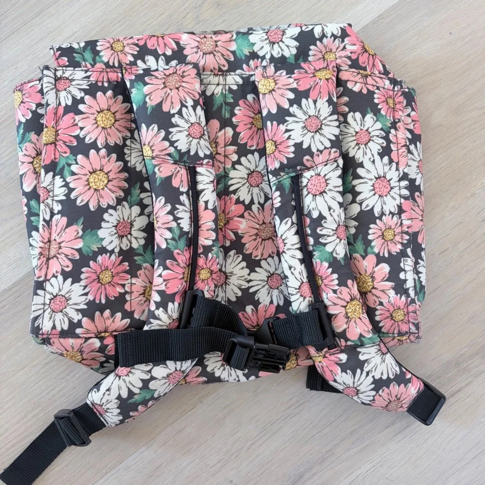 Tula Kids Backpack Pink White Daisy Floral Canvas School Bag